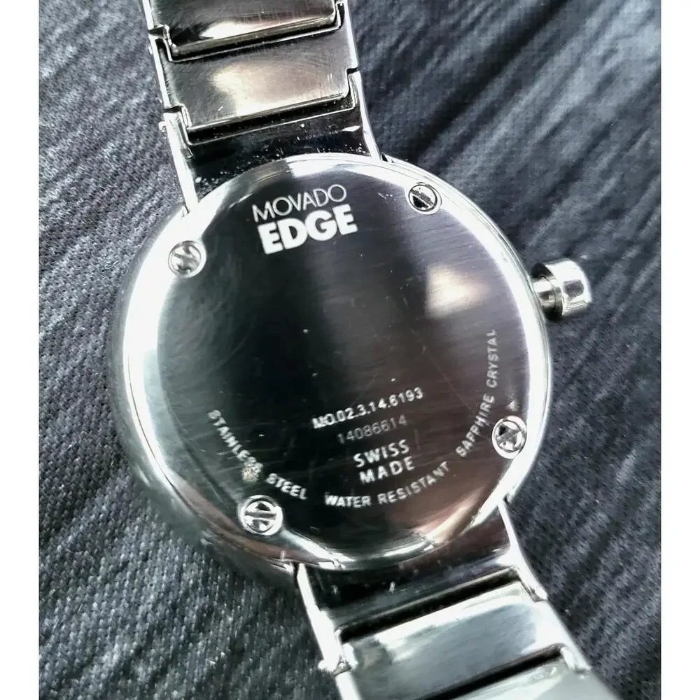 Movado Edge 34mm 5.5 Inch‎ Sapphire Crystal Ladies Watch Runs